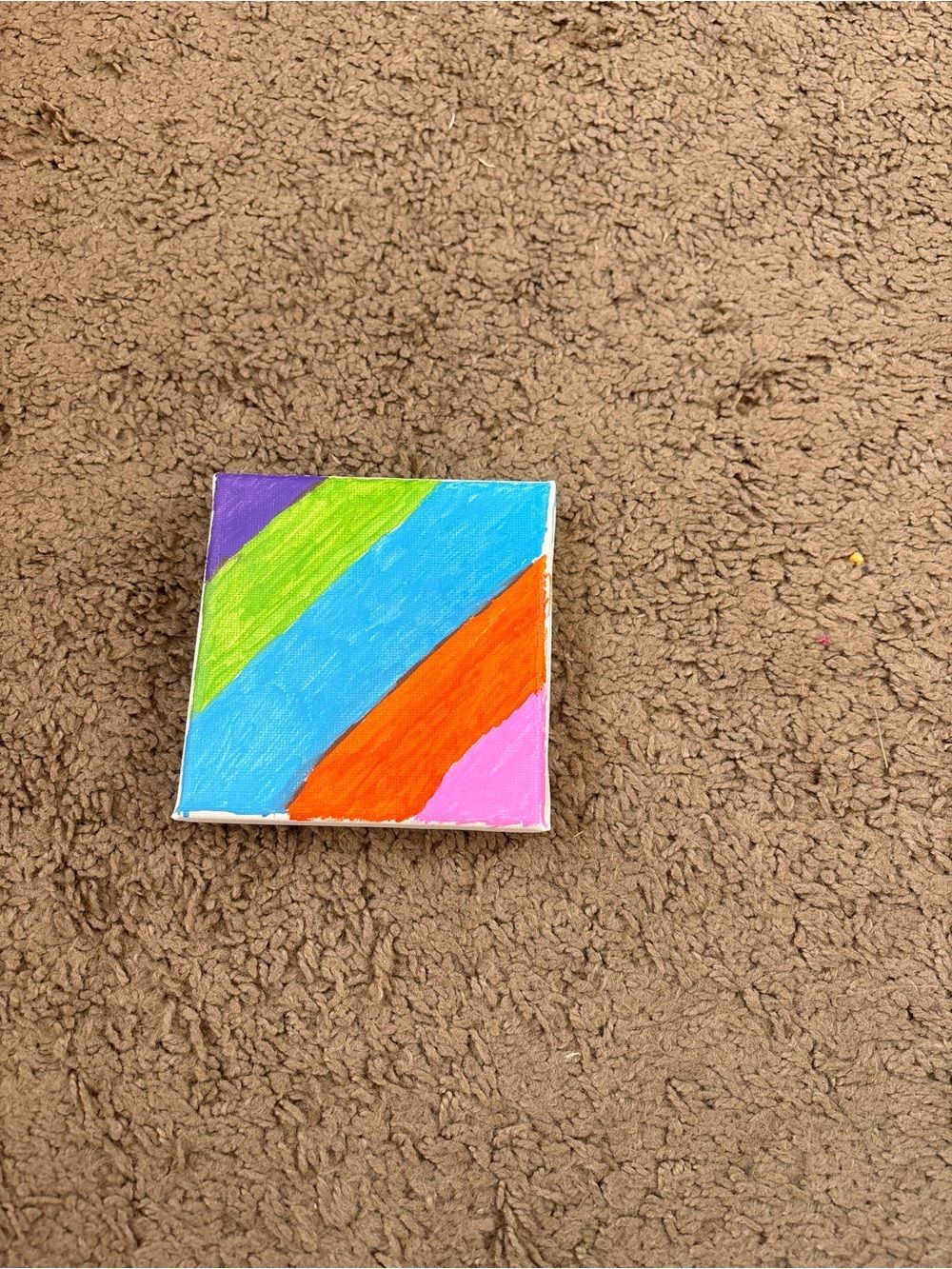Colorful Diagonal Stripe Mini Canvas - Bright Blue, Orange, Pink, Green, Purple